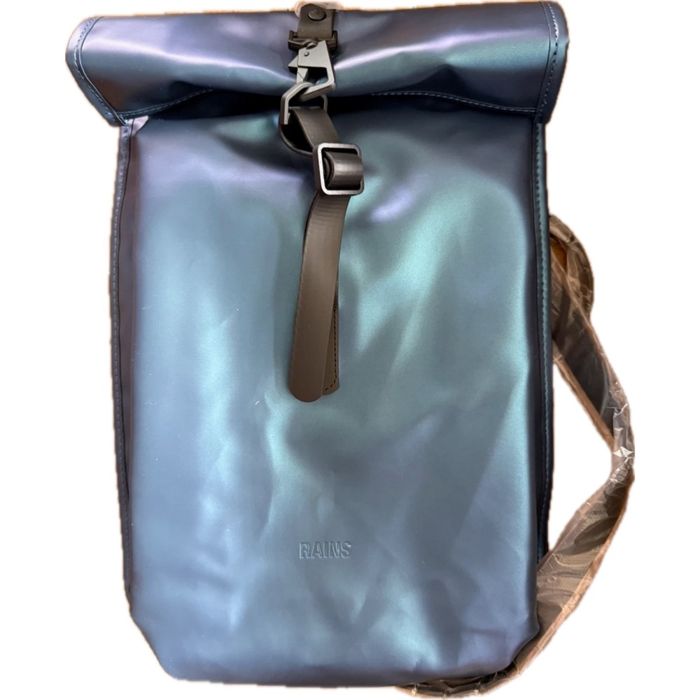 Rains Rolltop Rucksack Mini Laser Blue Iridescent Waterproof Backpack 13330